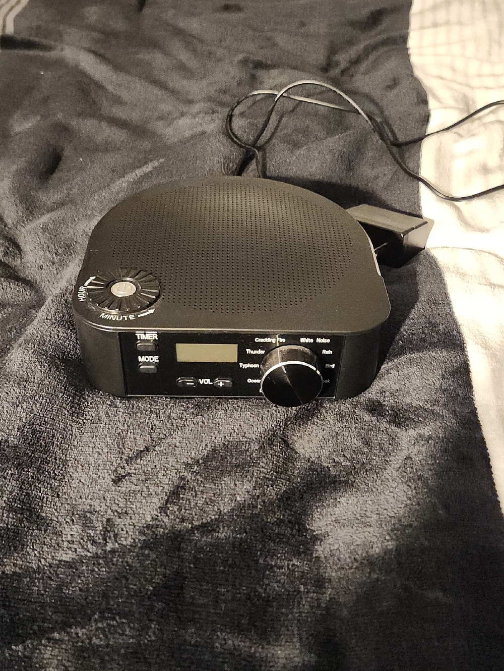 Black Portable White Noise Sound Machine with Timer